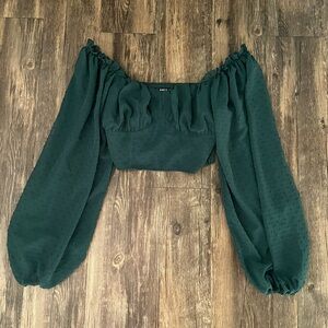 Emerald Green Textured Long Sleeve Women’s Top
